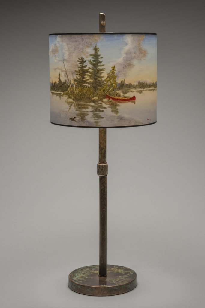 One of Robert Stamp’s painted lampshades