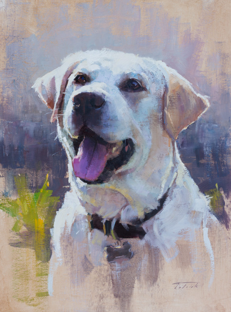 “Lou,” by Patrick Saunders, oil, 12 x 16 in. Private collection. Photo by Kimberly Saunders. Painted in Saunders’ outdoor studio