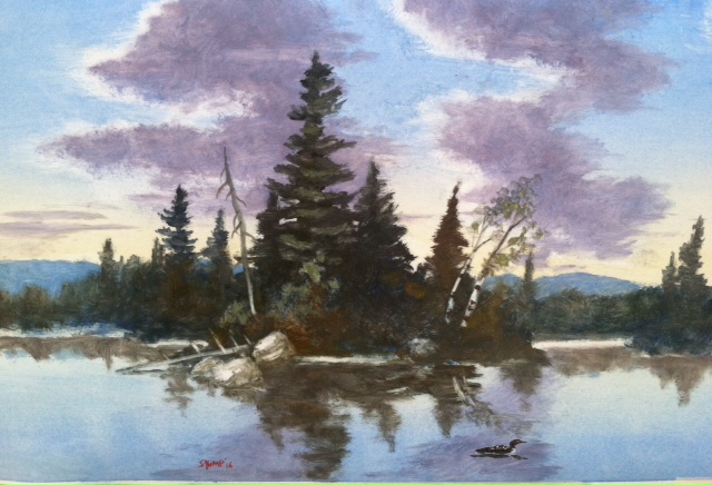 A plein air painting by Stamp that suggests the shade’s design