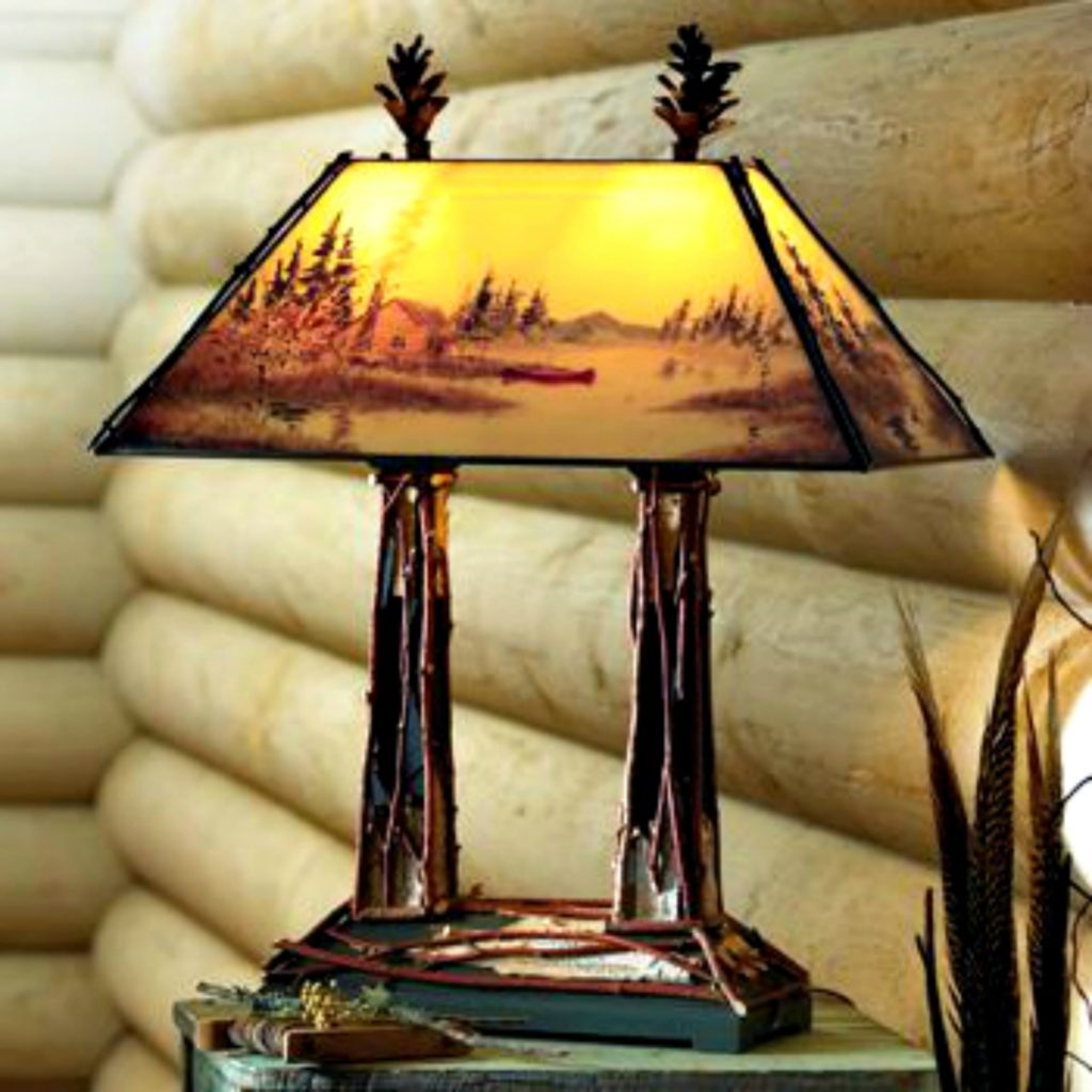 An example of Stamp’s kiln-fired stained glass lamps