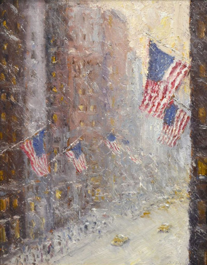 “Winter Flags,” by Mark Daly, oil, 18 x 14 in. Best Building