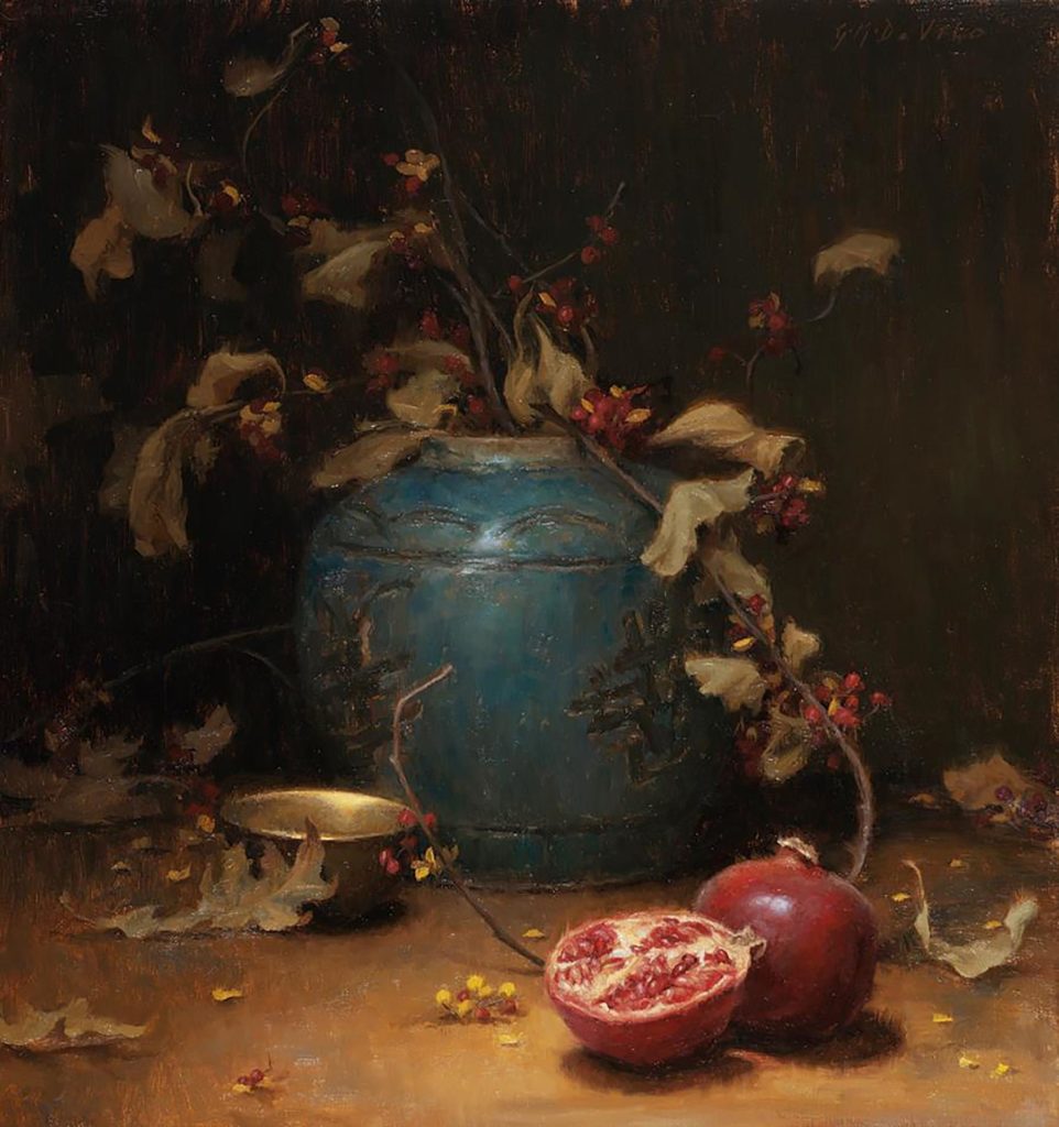 “Pomegranate and Vines,” by Grace Devito, oil, 16 x 20 in. Best Floral