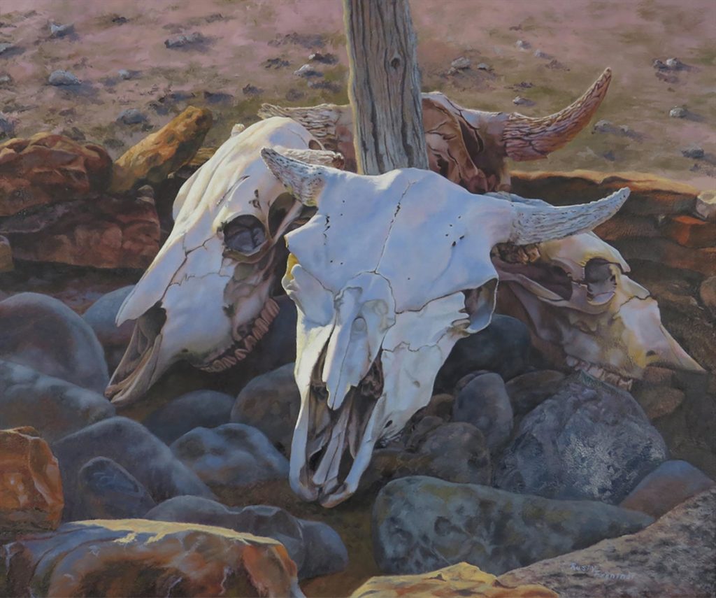 “Where the Buffalo Used to Roam,” by Rusty Frentner, oil, 20 x 24 in. Best Outdoor Still Life