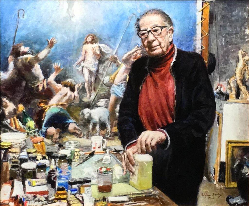“Mason in His Studio,” by Stefan Mackey, oil, 20 x 24 in. Best Artist Over 65