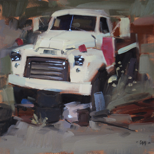 “Abandoned,” by Carol Marine, oil, 6 x 6 in.