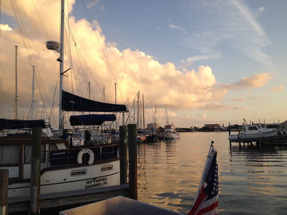 Brenda Osborne reports that the clouds are often inspiring from her view on the sailboat.