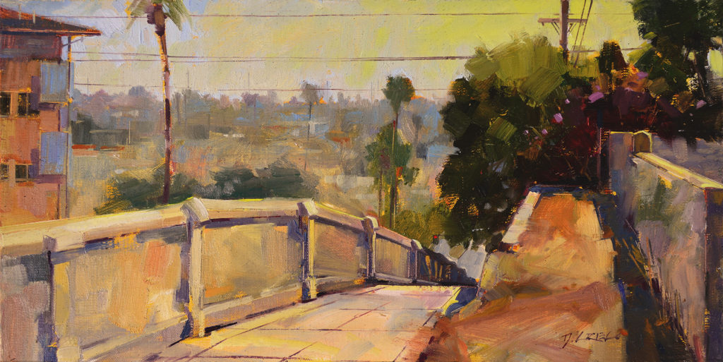 “Lincoln Bridge Descent,” by Danny Griego, oil, 8 x 16 in.