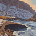 Plein air oil painting of snow