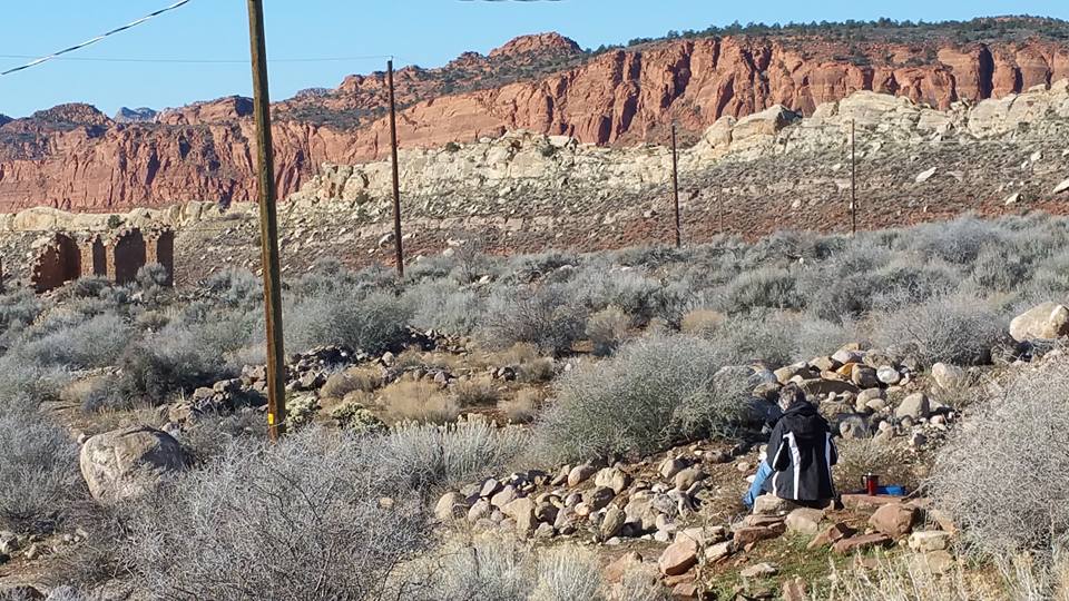 Carole Foster painting at the Silver Reef ghost town, in Leeds, Utah