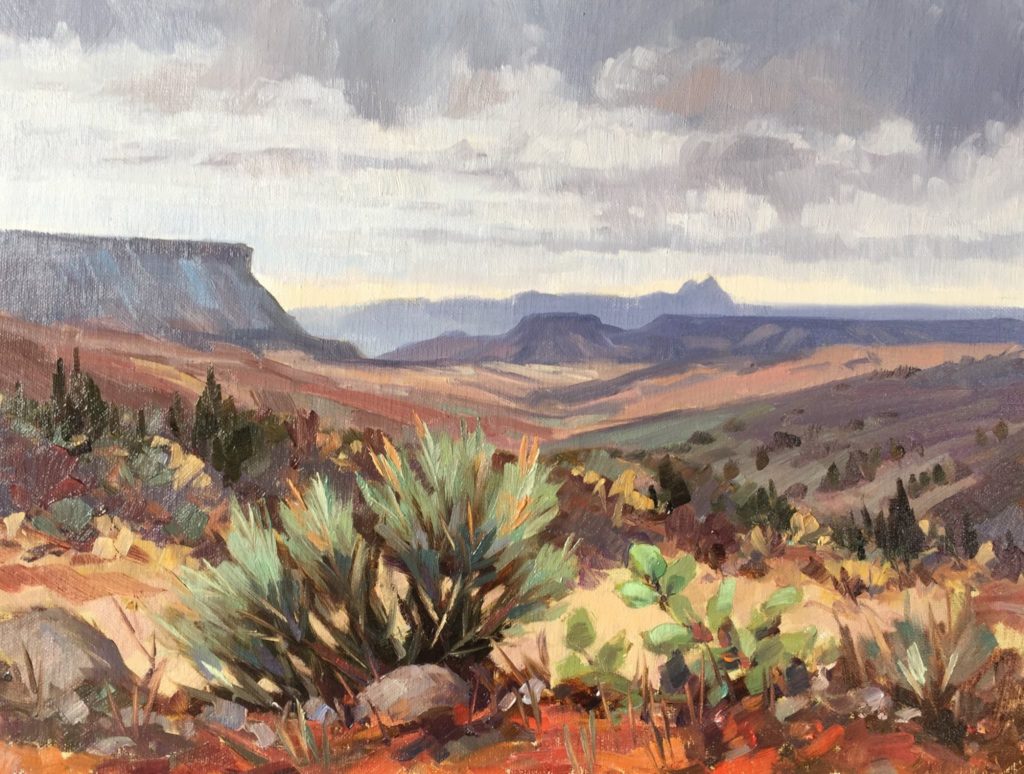 “Desert Rain,” by Mary Jabens, 2017, oil, 9 x 12 in.