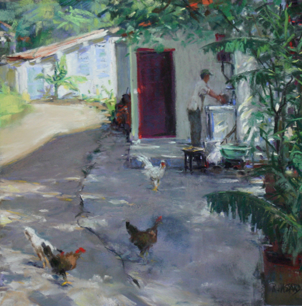 “In a Cuban Village,” by Ray Hassard, 2016, pastel, 12 x 12 in.