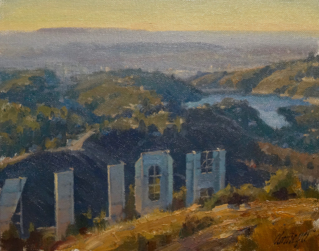 “Hollywoodland,” by Michael Obermeyer, oil, 8 x 10 in. 