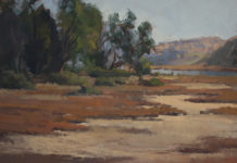 Plein air painting - “San Diego Lagoon,” by Rita Pacheco, oil on panel, 6 x 8 in.