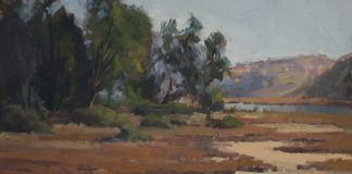 Plein air painting - “San Diego Lagoon,” by Rita Pacheco, oil on panel, 6 x 8 in.