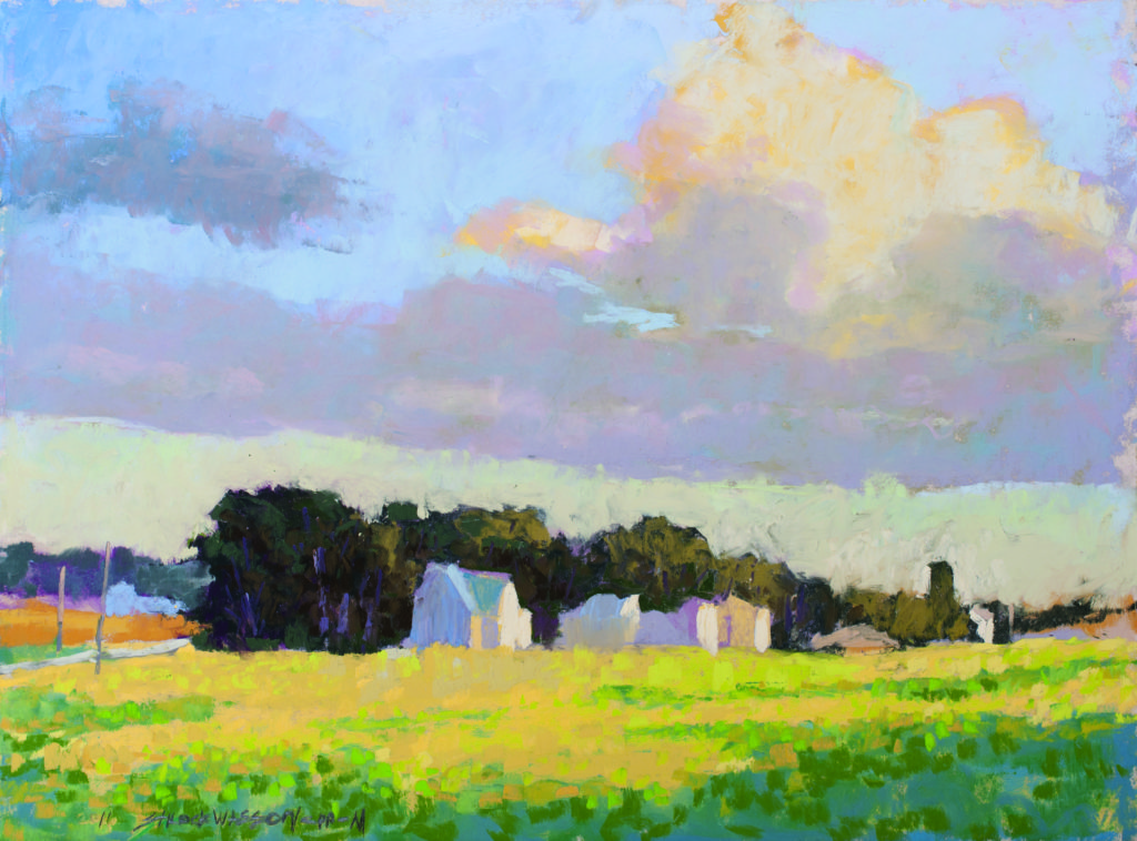 “Beginning of Sunset,” by Carol Strock Wasson, pastel, 12 x 16 in.