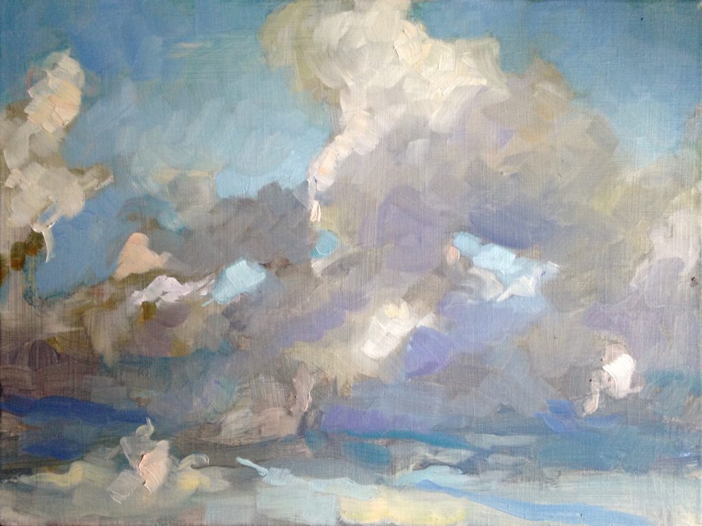 “Clouds Over Lake Erie,” by Katherine Galbraith, oil on linen, 9 x 12 in.