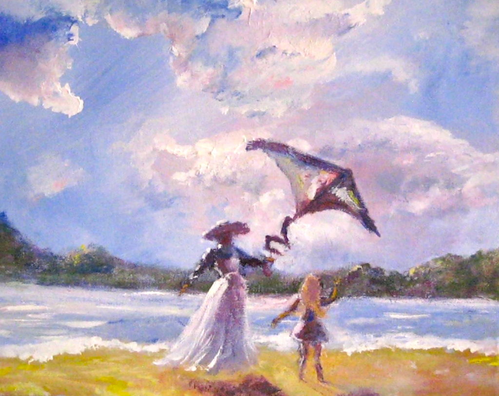 “Kite Flying,” by Tina Swindell, acrylic, 11 x 14 in.
