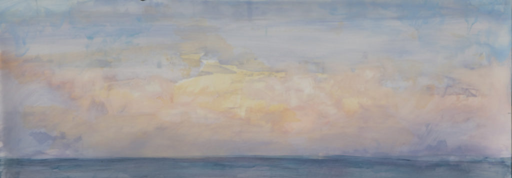 “Cielo del Alba,” by Sharon Sussman, oil, 40 x 14 in.