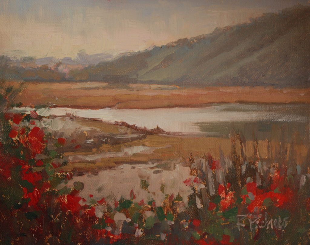 “San Diego Lagoon,” by Rita Pacheco, oil on panel, 6 x 8 in. - “Nature’s Healing Balm,” by Rita Pacheco, oil on linen, 8 x 10 in.