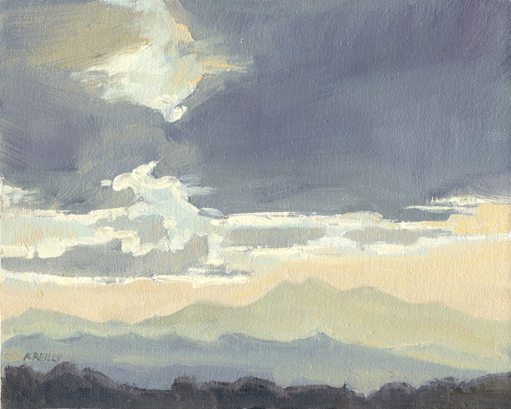 “Gray Clouds,” by Kathleen Reilly, oil, 8 x 10 in.