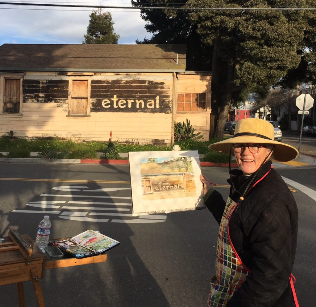 Barbara Tapp on location in West Berkeley