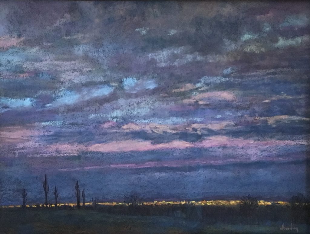 “Evening Cloud Bank Over Phoenix,” by Gretchen Olberding, pastel, 22 x 28 in.
