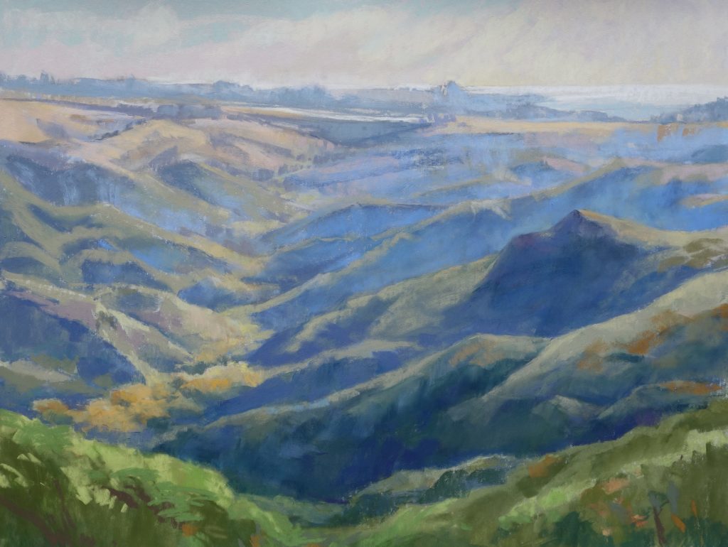 “Dos Pueblos Canyon,” by Chris Chapman, pastel, 18 x 24 in.