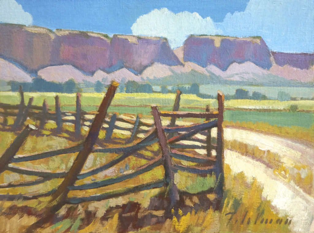 “The Old Fence,” by Mark Fehlman, oil, 12 x 16 in.