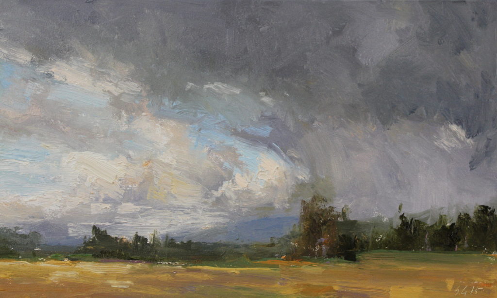“Between the Storms,” by Scott Gellatly, oil on panel, 6 x 10 in.