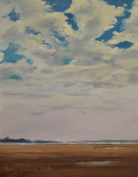 "Fast Moving Clouds," by Nancy Richards West, oil on board, 8 x 10 in.