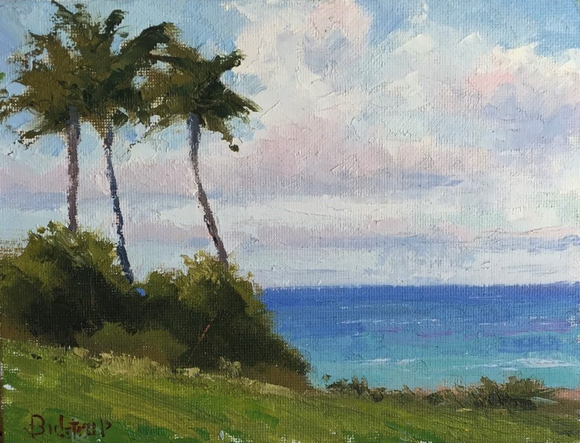 "Distant Showers," by Mark Bidstrup, oil on canvas panel, 6 x 8 in.