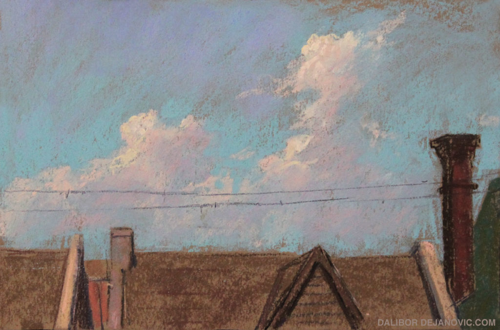 "Roofline," by Dalibor Dejanovic, pastel, 5 x 7 in.