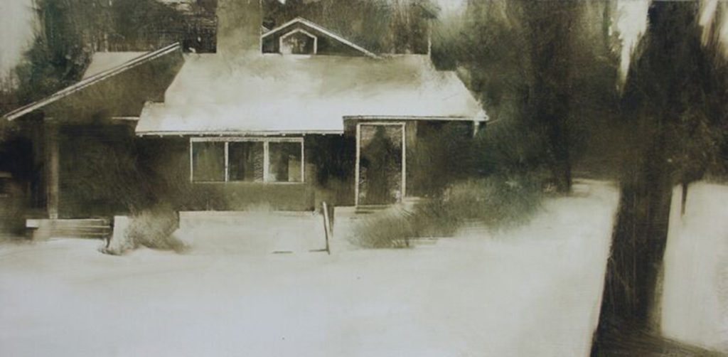 “Coolidge Camp,” by Charlie Hunter, oil on panel, 16 x 32 in.