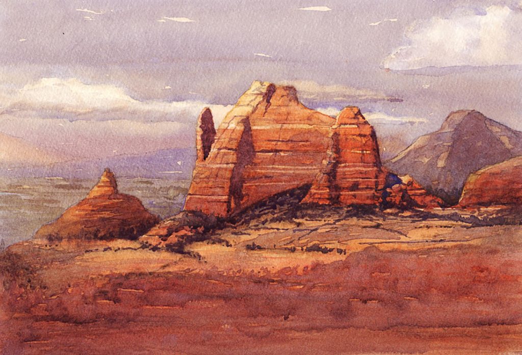 “Sedona Sentinel,” by Larry Cannon, watercolor, 10 x 14 in. Best Watercolor