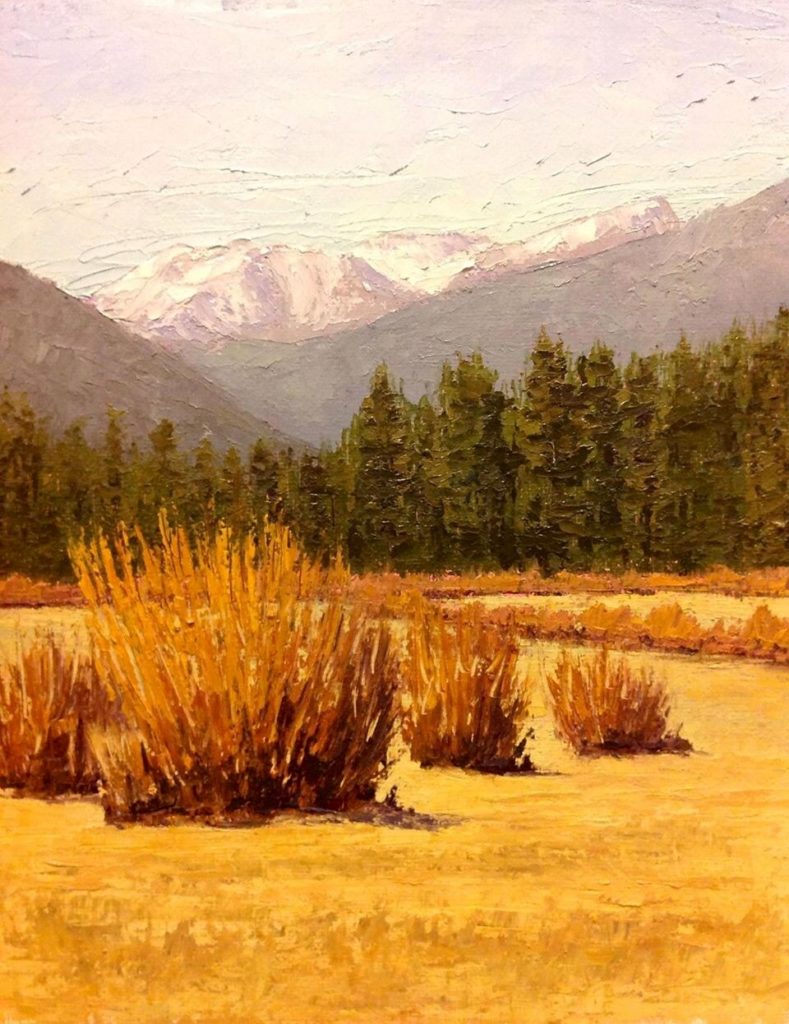 “First Snow,” by Monika Johnson, 2014, oil, 10 x 8 in. Private collection