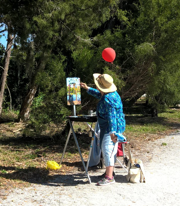 Flo Parlengeli painting on location