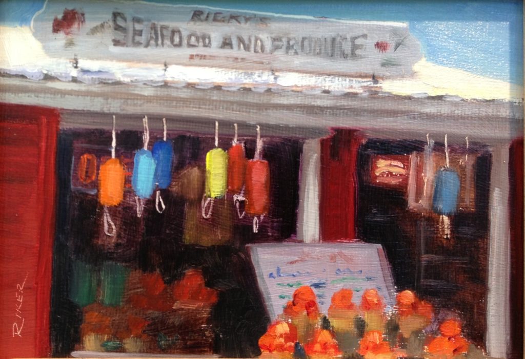 “Ricky’s Seafood,” by Julie Riker, oil, 6 x 8 in.