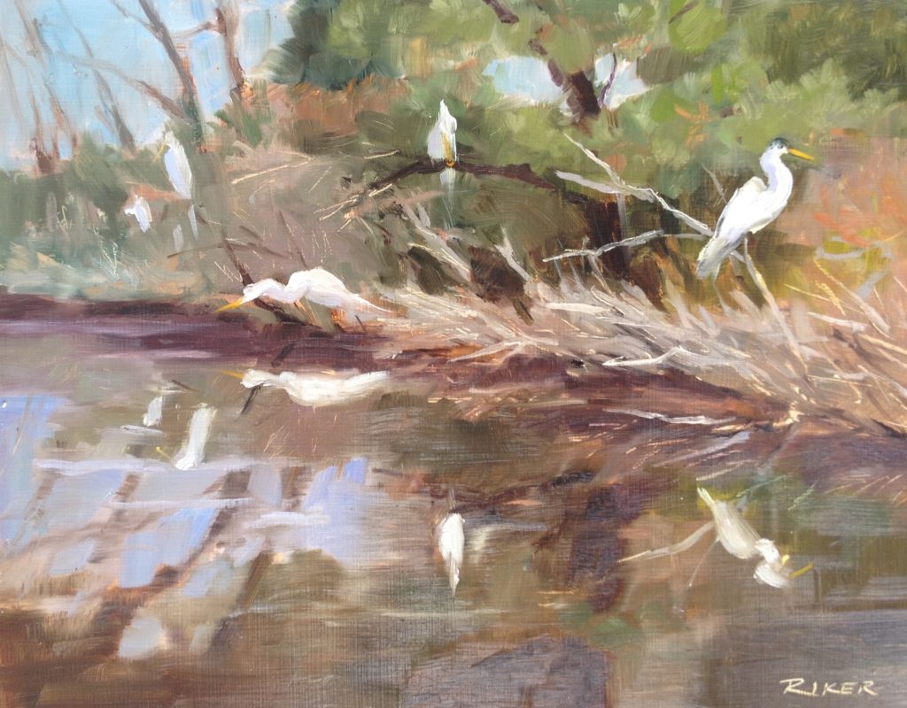 "Morning Gathering,” by Julie Riker, 2015, oil, 8 x 10 in. Private collection
