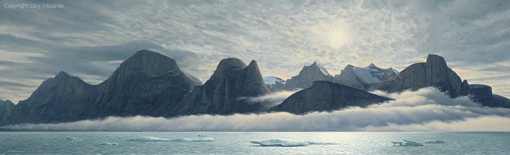 “Sams Wall,” by Cory Trepanier, oil on linen, 23 x 75 in.