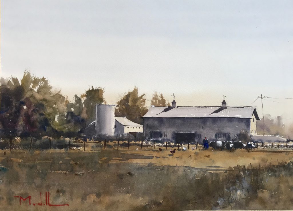 “Morning on Valmont Rd,” by Daniel Marshall, watercolor, 12 1/4 x 18 3/4 in.