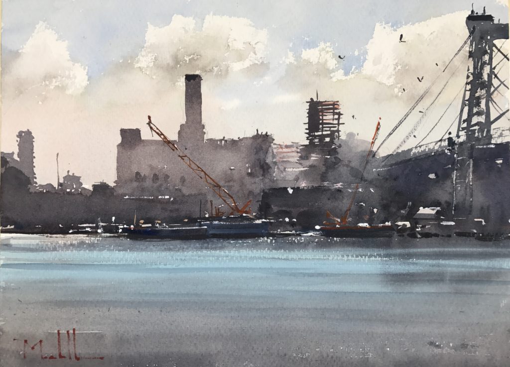 “Old Sugar Factory,” by Daniel Marshall, watercolor, 10 x 14 in.