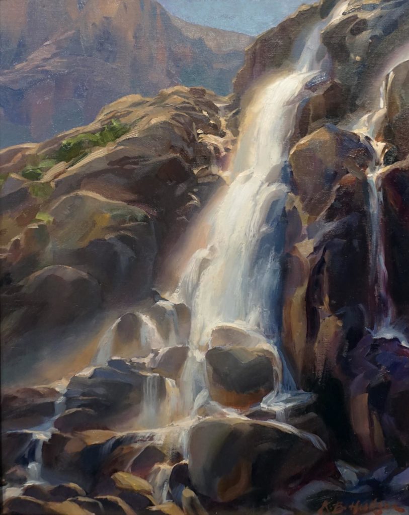 "Bright Morning, Timberline Falls," by Kathleen Hudson, 2016, oil on linen panel, 18 x 14 in. Private collection. Grand Prize winner in the PleinAir Salon 