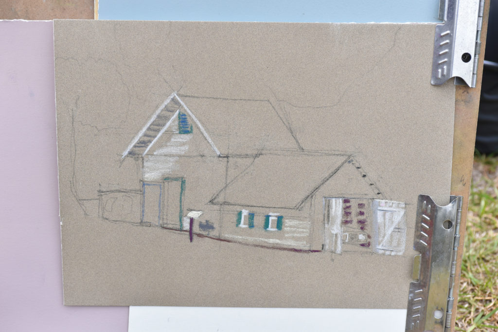 A drawing of the buildings at the Hofwyl-Broadfield Plantation done by one of this year’s participants. Photo by Troup Nightingale