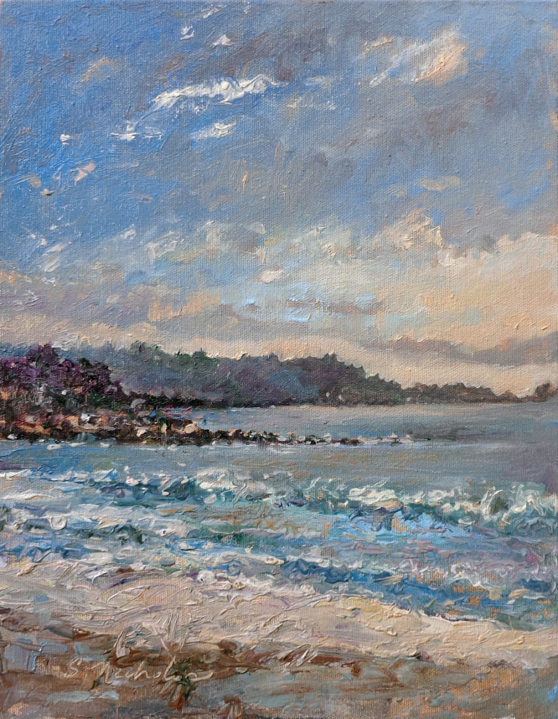 “Carmel Beach Paint-Out,” by Susan Nicholas Gephart, oil, 14 x 11 in.