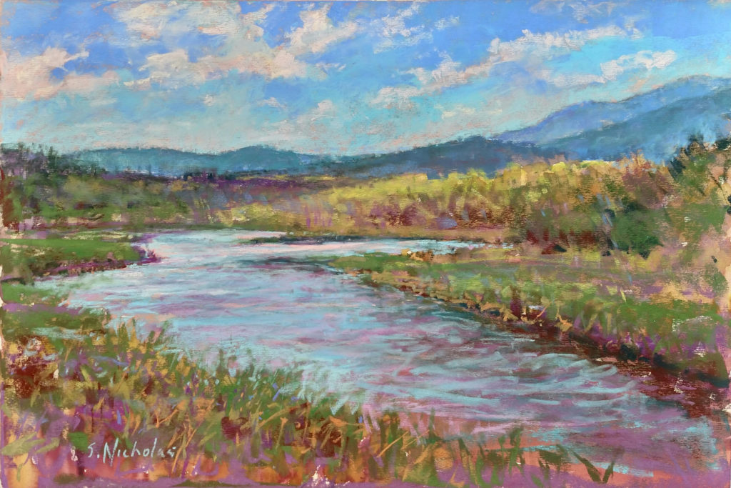 “Changing Light in the Adirondacks,” by Susan Nicholas Gephart, pastel, 11 x 16 in.
