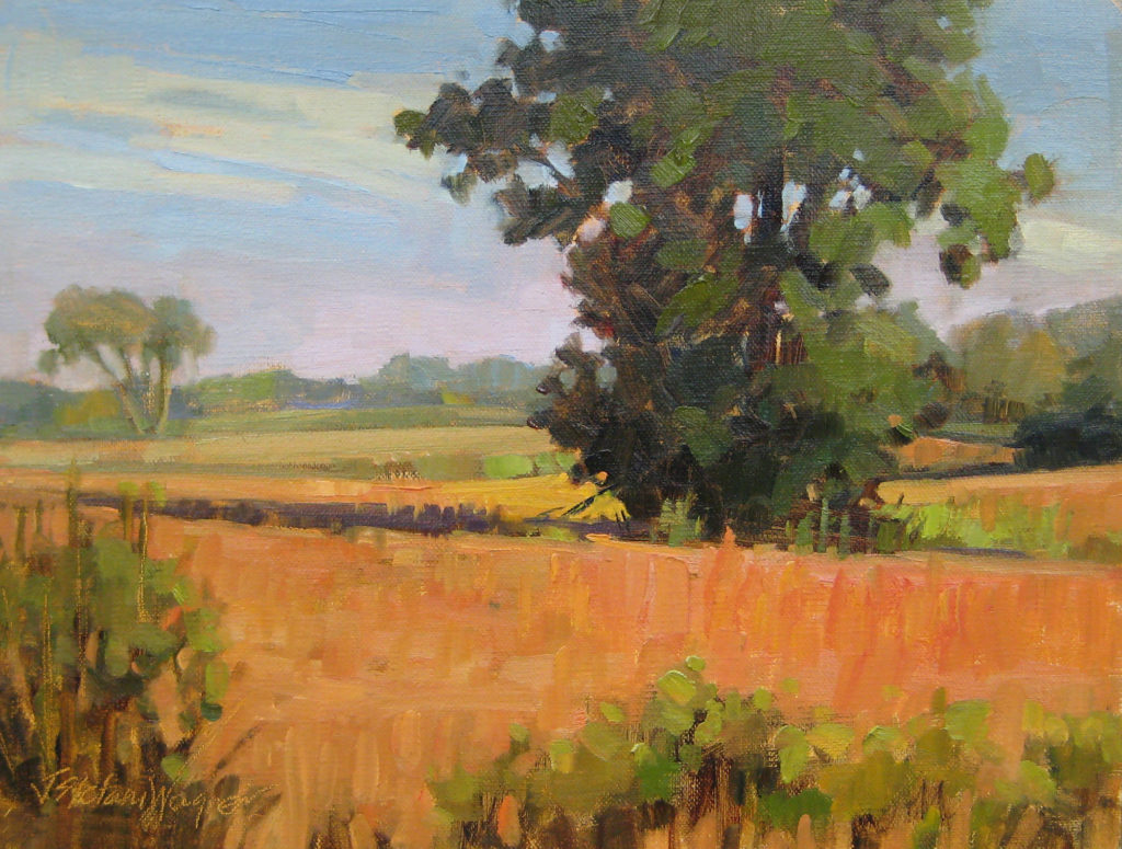 “Washtenaw Gold,” by Jill Stefani Wagner, 2016, oil, 9 x 12 in. Private collection 