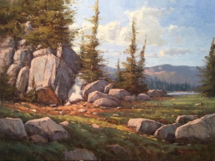Brushwork in a landscape painting