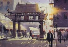 Kelly Kane’s Pick of the Week: “The International District, Seattle” Plein air watercolor - OutdoorPainter.com