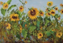 Kelly Kane’s Pick of the Week: Sunflowers in the Garden Plein air oil painting