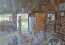 Kelly Kane’s Pick of the Week: Workingman’s Shed Plein air oil painting